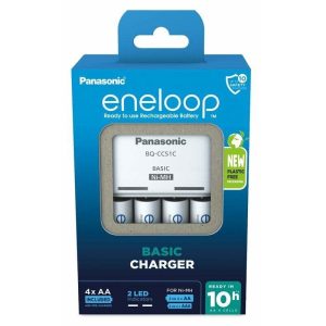 מטען Panasonic ו-4 סוללות נטענות Eneloop AA 2000mAh