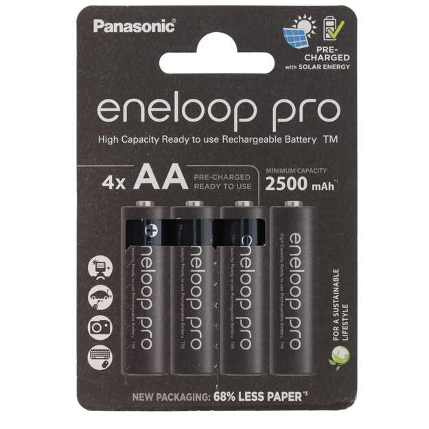 4 סוללות נטענות Panasonic Eneloop PRO 2500mAh AA