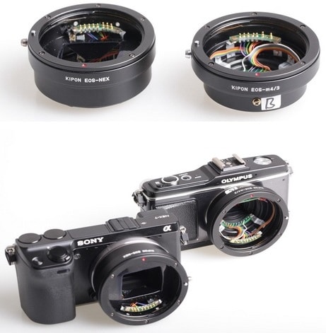 מתאם בין עדשות קנון לבין מצלמות ללא מראה kipon-mount-adapter-for canon_1