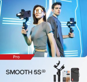 גימבל לסמארטפון SMOOTH 5S AI עם יכולת מעקב ומגוון אביזרים גימבל לסמארטפון SMOOTH 5S AI עם יכולת מעקב ומגוון אביזרים
