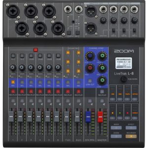 אולפן הקלטה נייד Zoom LiveTrak L-8 עם מיקסר ומקליט אודיו דיגיטלי מקצועי 