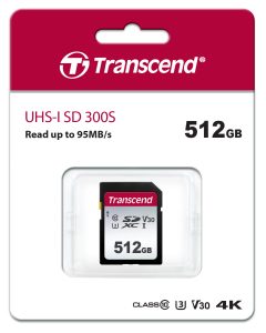 כרטיס זיכרון טרנסנד SDXC 512G 300S