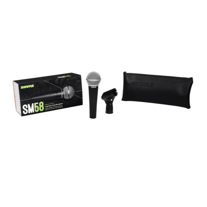 מיקרופון דינמי SHURE SM58 עם תושבת ונרתיק