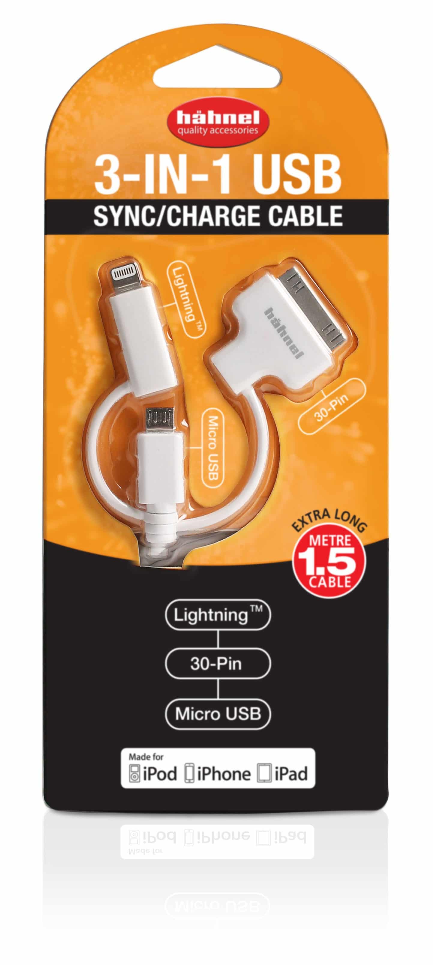 כבל לאייפון 5, לאייפון 4 ול micro USB ברישיון Apple