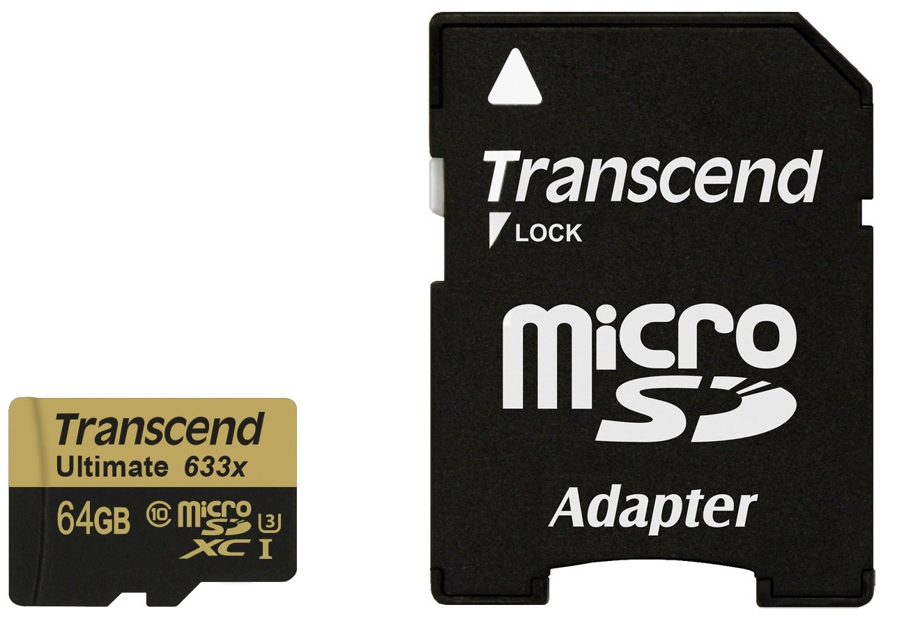 Transcend 64GB microSDXC UHS-I U3 4K מהירות X633